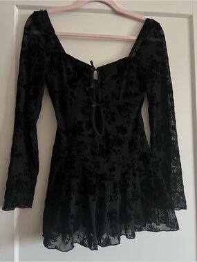 Gothic black mini dress worn
